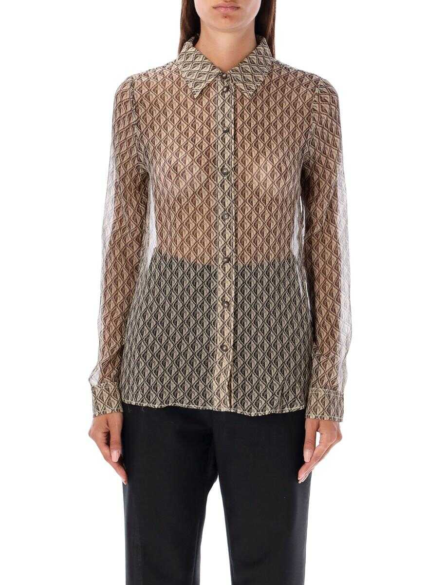 MARINE SERRE MARINE SERRE Monn diamant silk blouse BEIGE