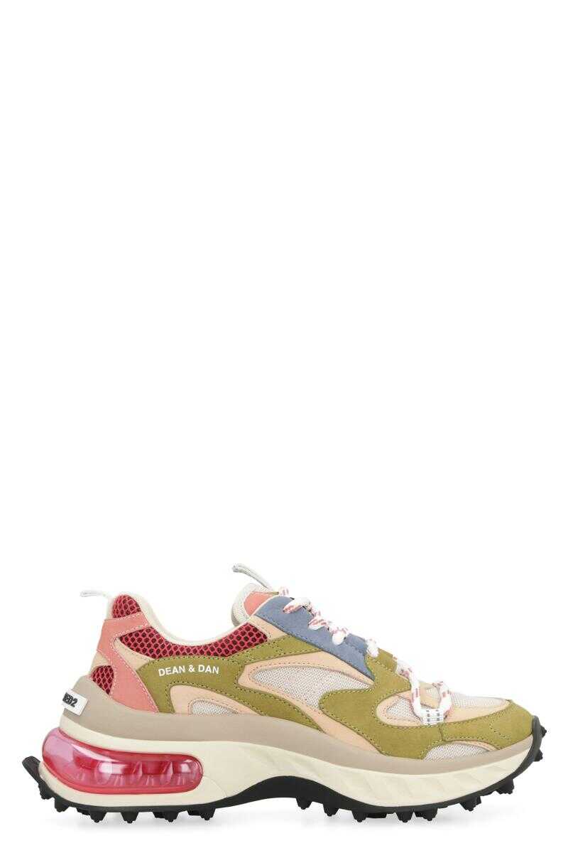 DSQUARED2 DSQUARED2 BUBBLE LEATHER AND FABRIC LOW-TOP SNEAKERS MULTICOLOR