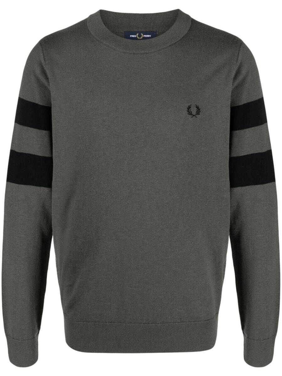Fred Perry FRED PERRY FP TIPPED SLEEVE JUMPER CLOTHING GREEN