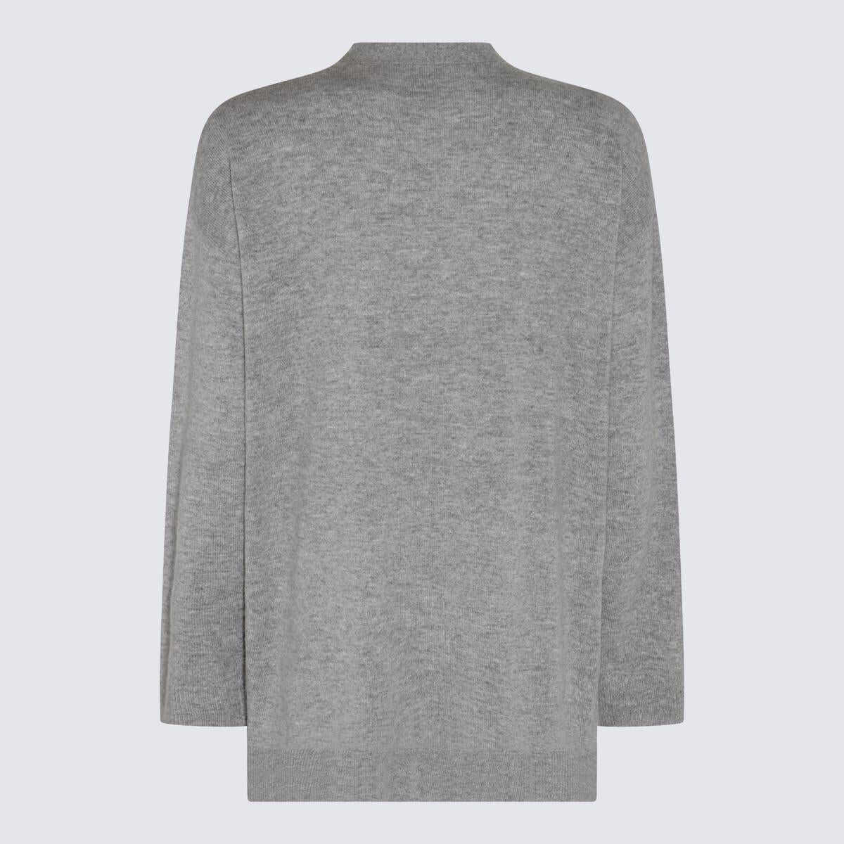 Allude ALLUDE GREY WOOL AND CASHMERE BLEND CARDIGAN GREY