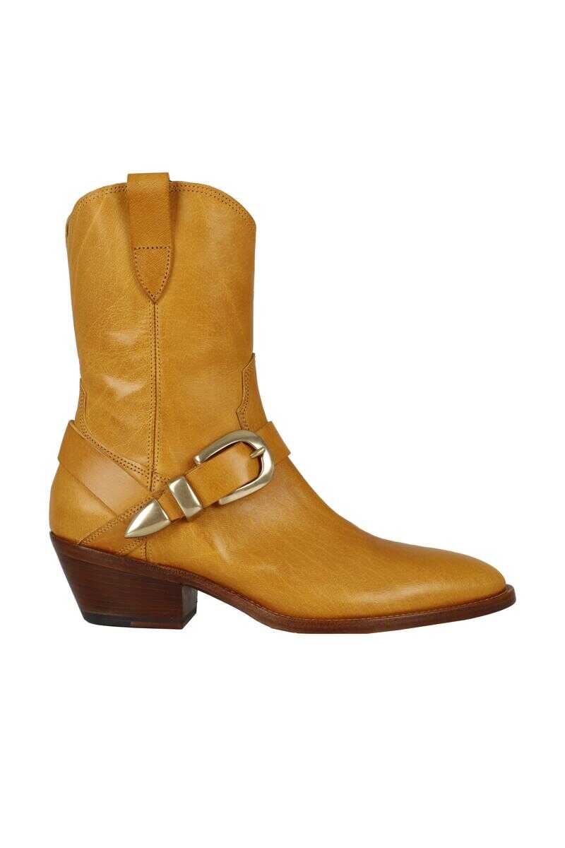 FAUZIAN JEUNESSE FAUZIAN JEUNESSE Texan boots with buckle Yellow