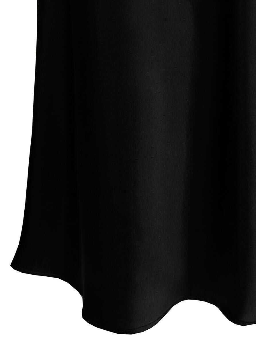 Fuste PLAIN Black Midi Skirt With Volant Detail At The End In Satin Woman Black Femei (BM 11031691) 3