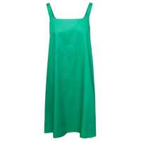 Rochii Mini Emerald Green Dress With Square Neckline In Cotton Woman Femei