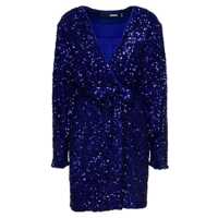 Rochii Mini Blue Wrap Dress With All-Over Sequins In Stretch Polyester Woman Rotate Birger Christensen Femei
