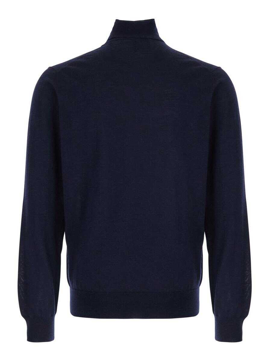 Pulovere PLAIN Blue Turtleneck Sweater In Merino Wool And Silk Blend Man BLUE Barbati (BM 11054533) 1