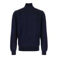Pulovere PLAIN Blue Turtleneck Sweater In Merino Wool And Silk Blend Man
