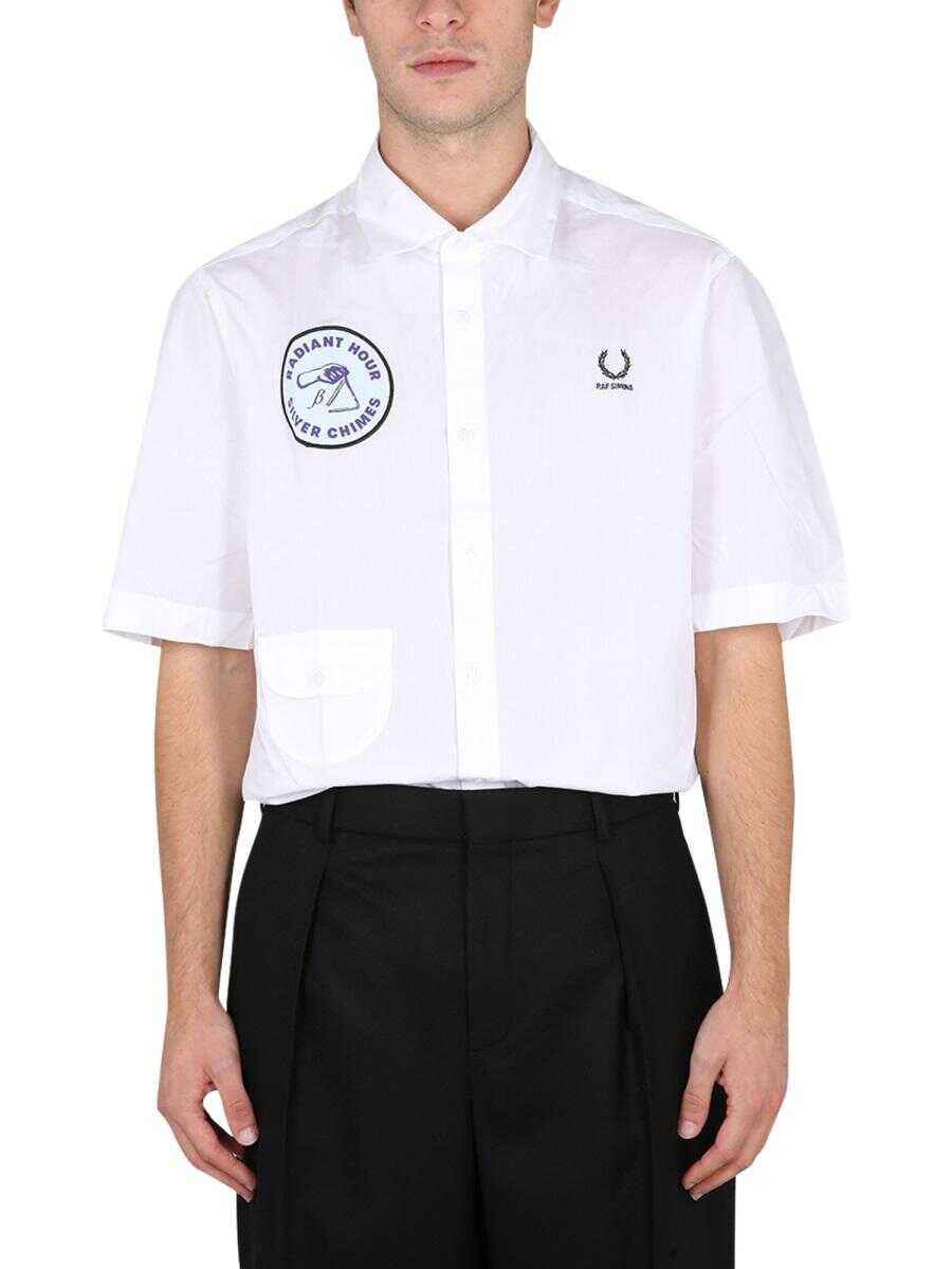 FRED PERRY X RAF SIMONS FRED PERRY X RAF SIMONS SHIRT WITH PATCH WHITE
