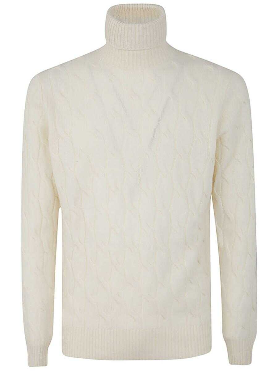 FILIPPO DE LAURENTIIS FILIPPO DE LAURENTIIS WOOL CASHMERE LONG SLEEVES TURTLE NECK SWEATER WITH BRAID CLOTHING White