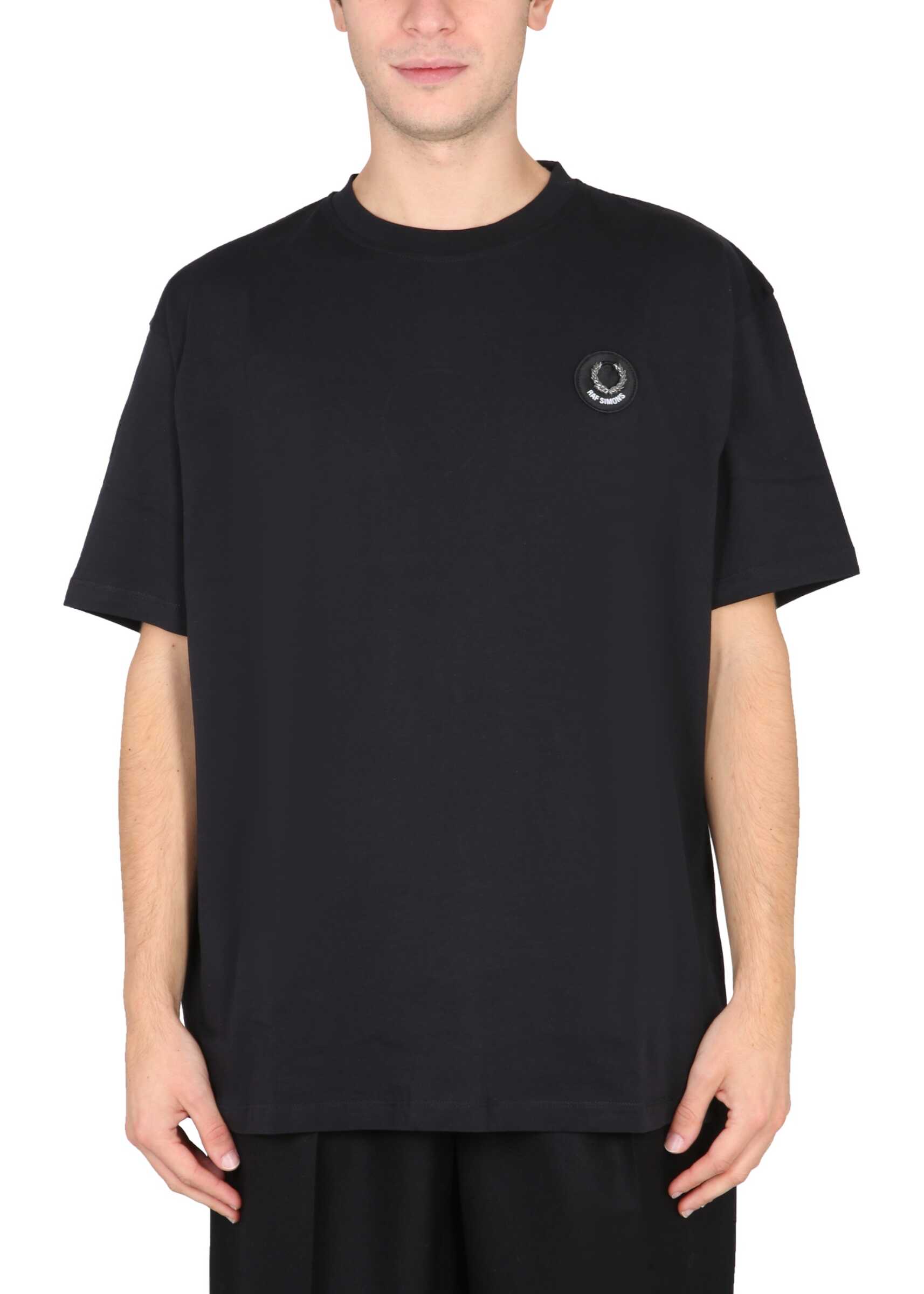 FRED PERRY X RAF SIMONS Oversized Logo T-Shirt BLACK