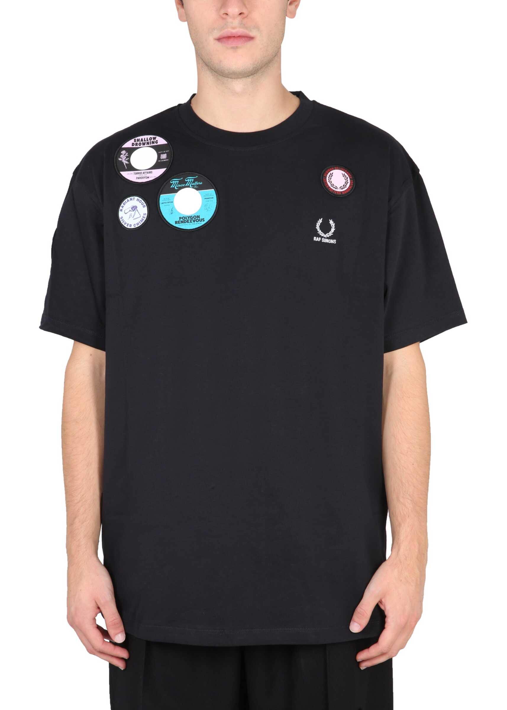 FRED PERRY X RAF SIMONS Oversized T-Shirt With Patch BLACK