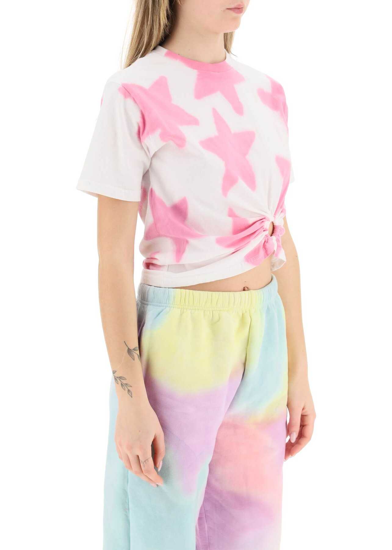 COLLINA STRADA Tie-Dye Star T-Shirt With O-Ring Detail PINK STAR