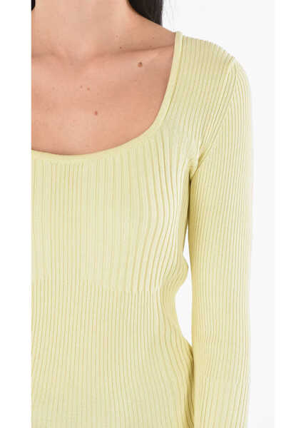 Pulovere AERON Round Neck Ribbed Sweater Yellow Femei (BM 11062963) 3
