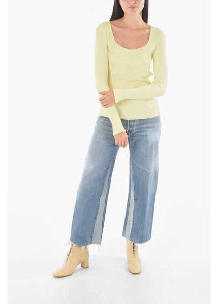 Pulovere AERON Round Neck Ribbed Sweater Yellow Femei (BM 11062963) 4