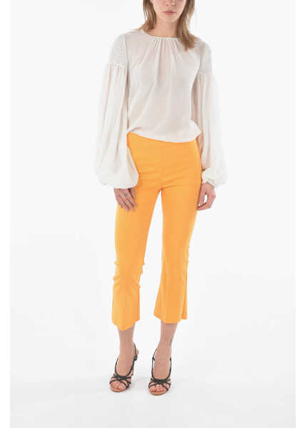 Pantaloni casual AVENUE MONTAIGNE Solid Color Leo Cropped Pants Orange Femei (BM 11063023) 4