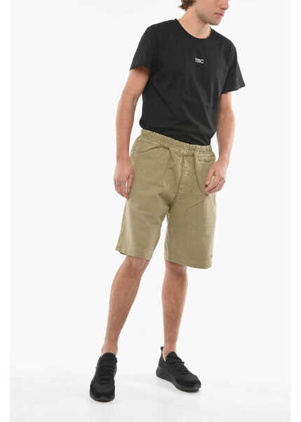 Pantaloni scurti 14 BROS Drawstring Waist Cotton Shorts Green Barbati (BM 11063182) 4