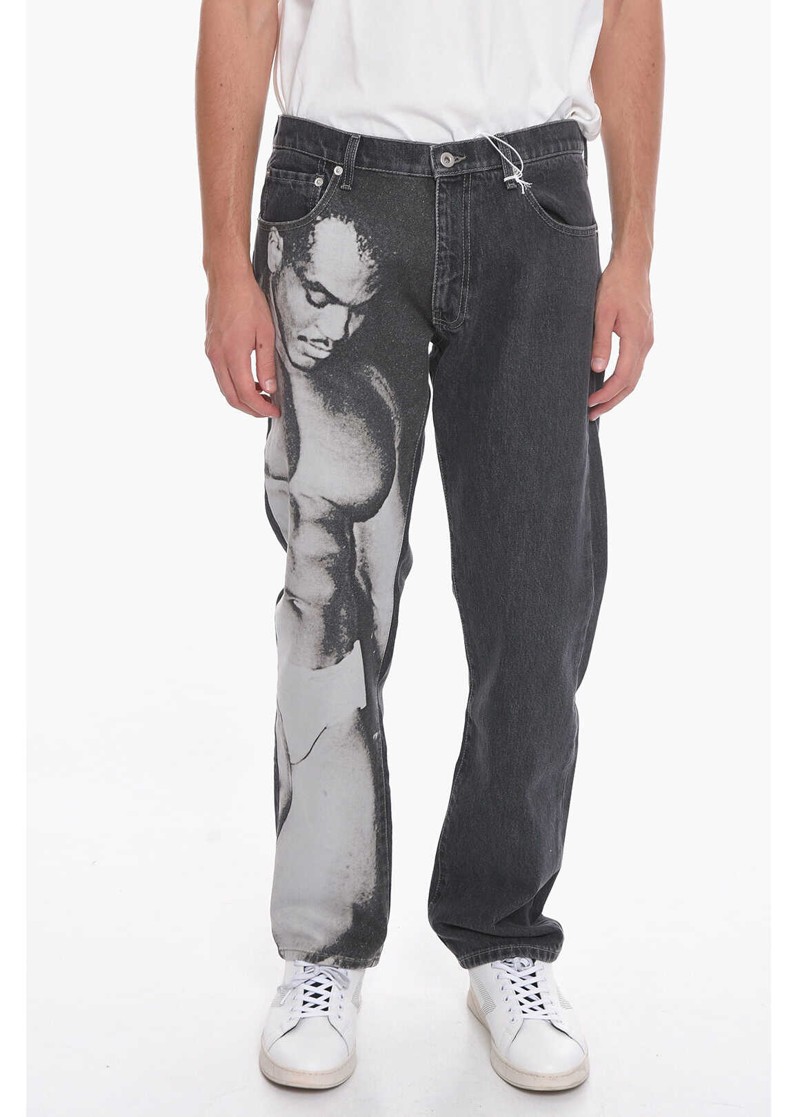 HONEY FUCKING DIJON Dark Wash Jeans With Acid Wash Effect Print 21Cm Gray