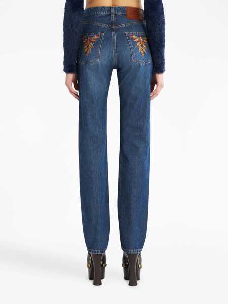 Blugi skinny ETRO Jeans With Logo Embroidery BLUE Femei (BM 11063956) 4