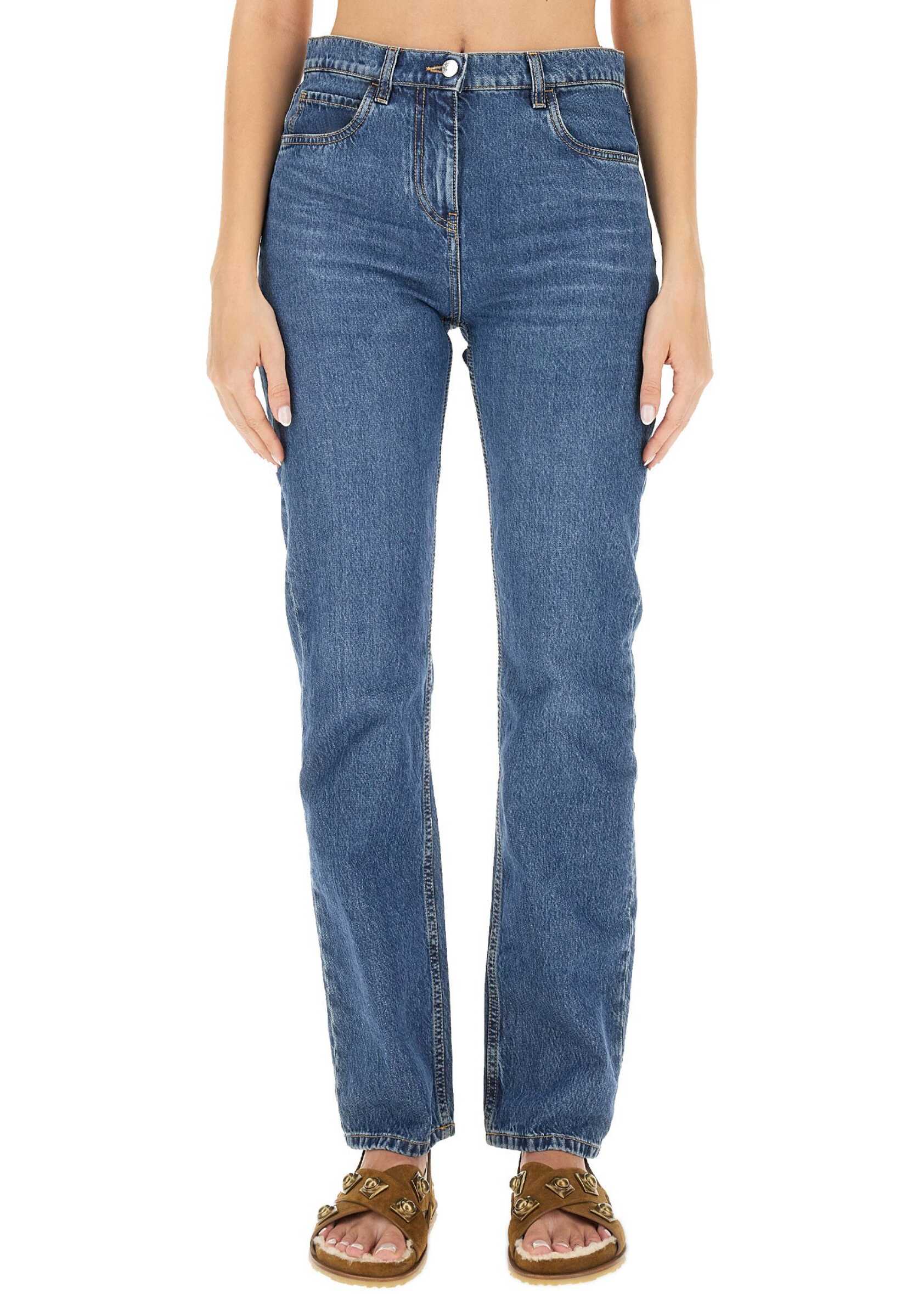 ETRO Jeans With Logo Embroidery BLUE