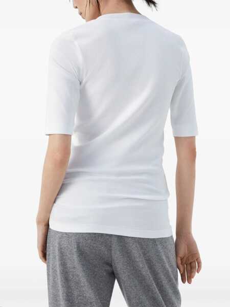 Tricouri Brunello Cucinelli Brunello Cucinelli Cotton V-Necked Sweater WHITE Femei (BM 11064712) 4