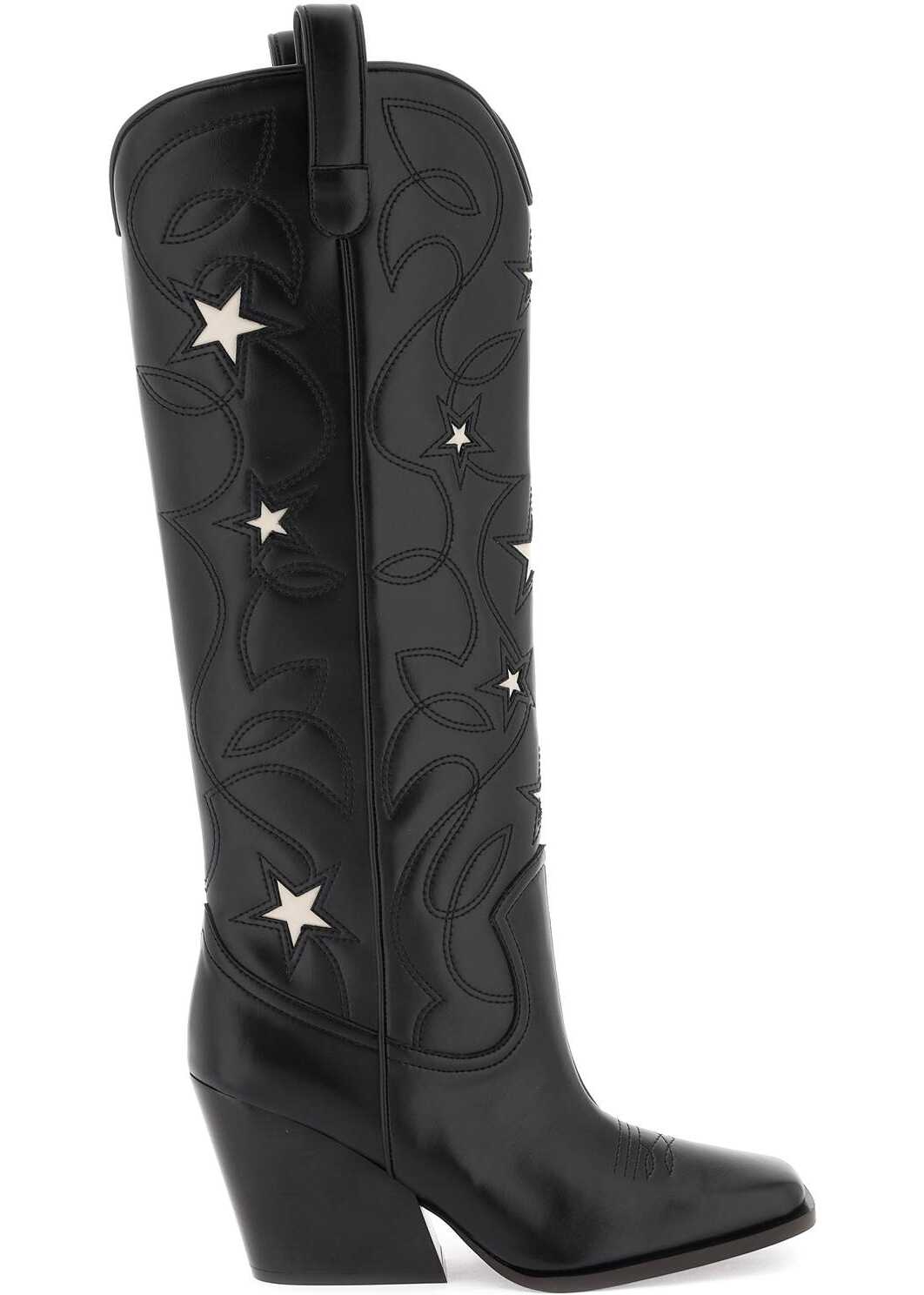 Stella McCartney Texan Boots With Star Embroidery BLACK STONE