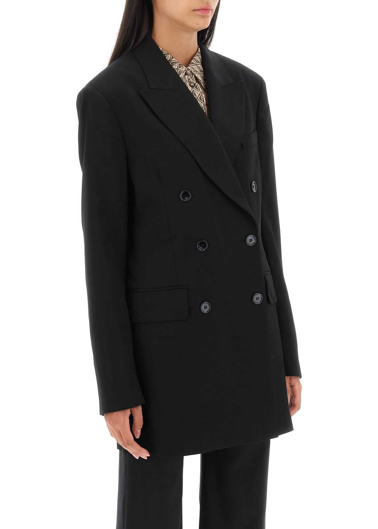 Acne Studios Double-Breasted Jacket In Herringbone Fabric BLACK