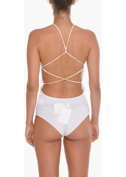 Body-uri Bottega Veneta Cashmere Blend Gauge Bare-Back Bodysuit White Femei (BM 11077306) 2