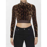 Bluze Leopard-Print Crop Top Femei