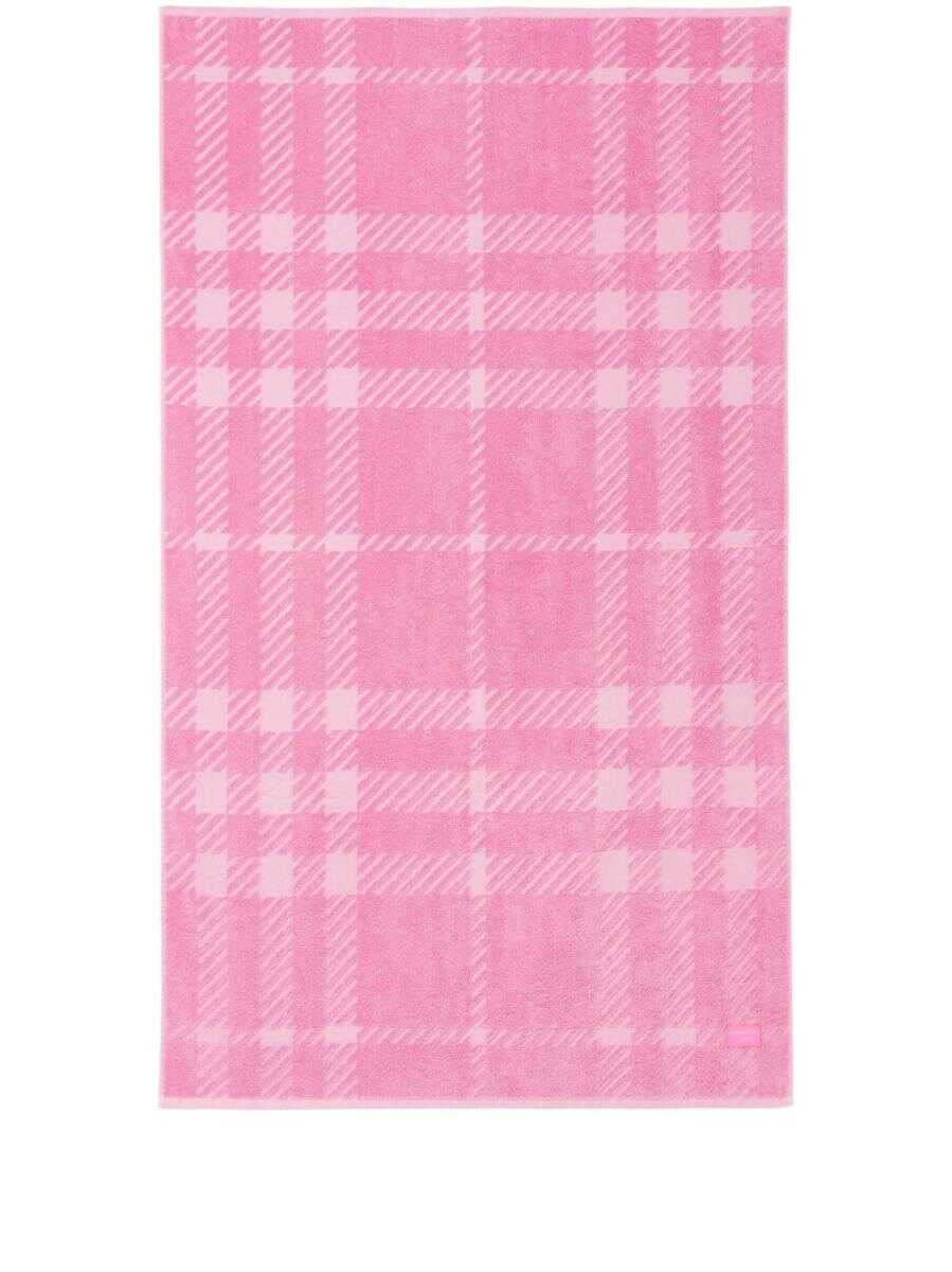 Poze Burberry BURBERRY Check motif cotton beach towel Pink b-mall.ro 