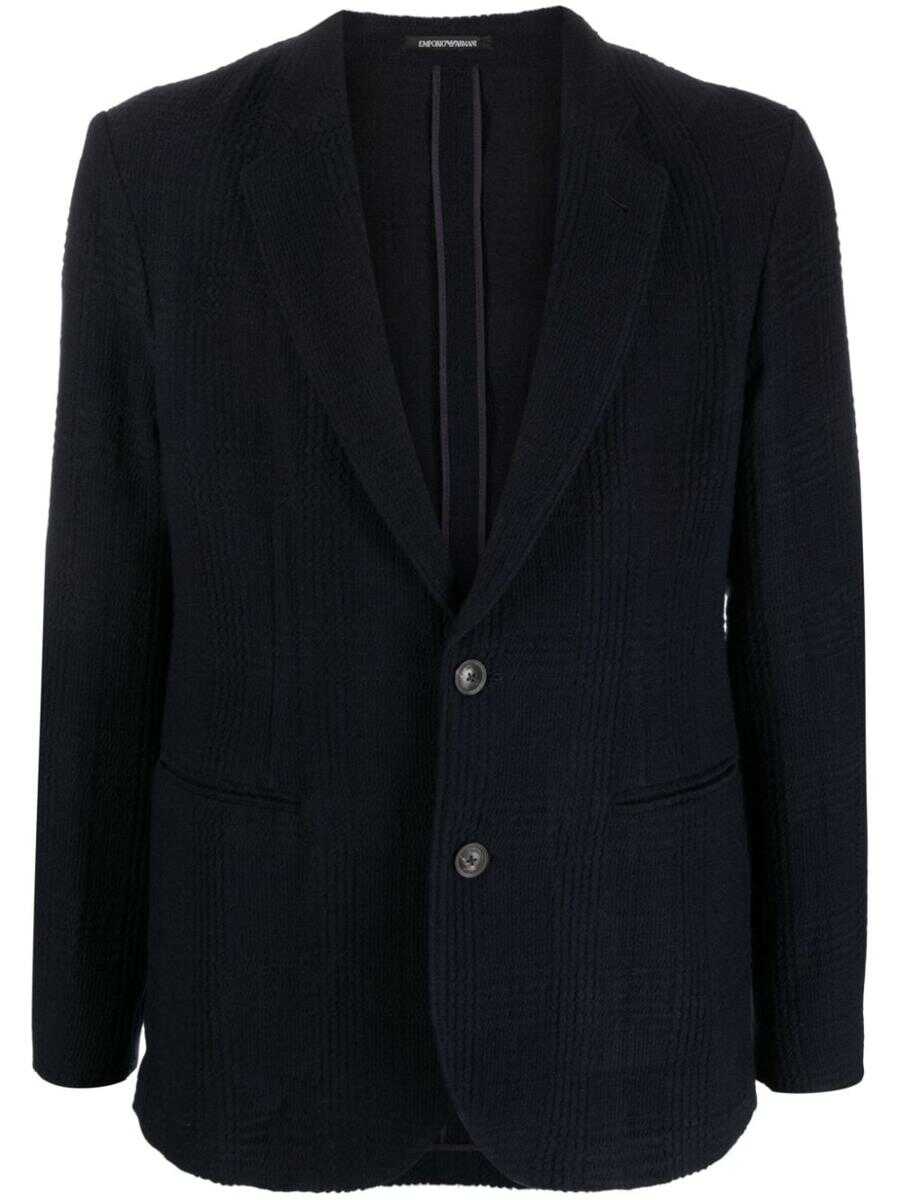 EA7 EA7 EMPORIO ARMANI Wool single-breasted blazer jacket Blue Armani