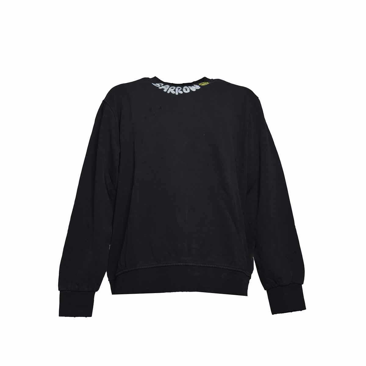 BARROW BARROW Black cotton sweatshirt with logo print on neck Barrow BLACK