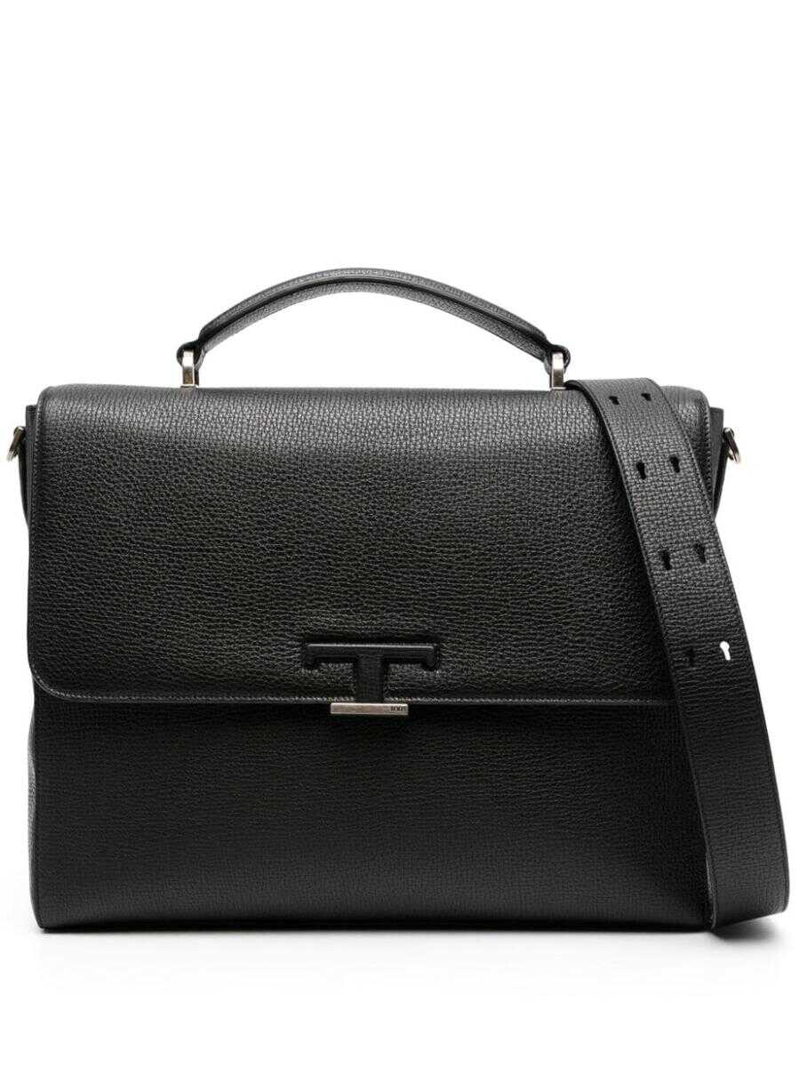 TOD\'S TOD\'S TIMELESS LEATHER SLIM BRIEFCASE BAGS BLACK