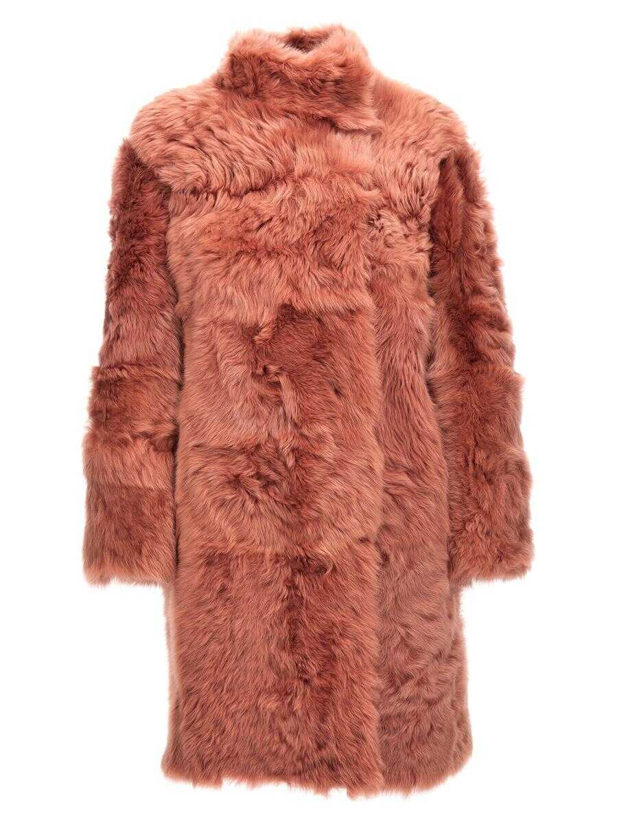 YVES SALOMON YVES SALOMON \'Toscana Folk Lamb\' fur coat Pink