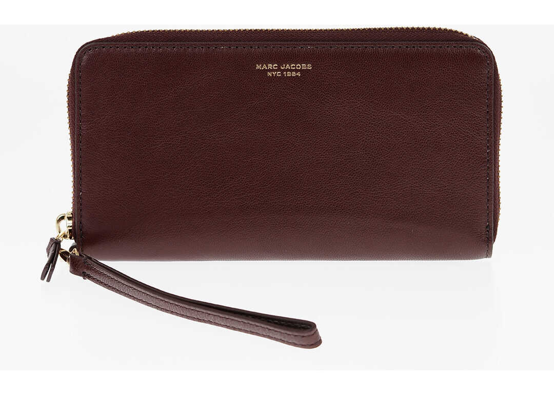 Poze Marc Jacobs Leather Continental Wallet With Zip Closure Burgundy