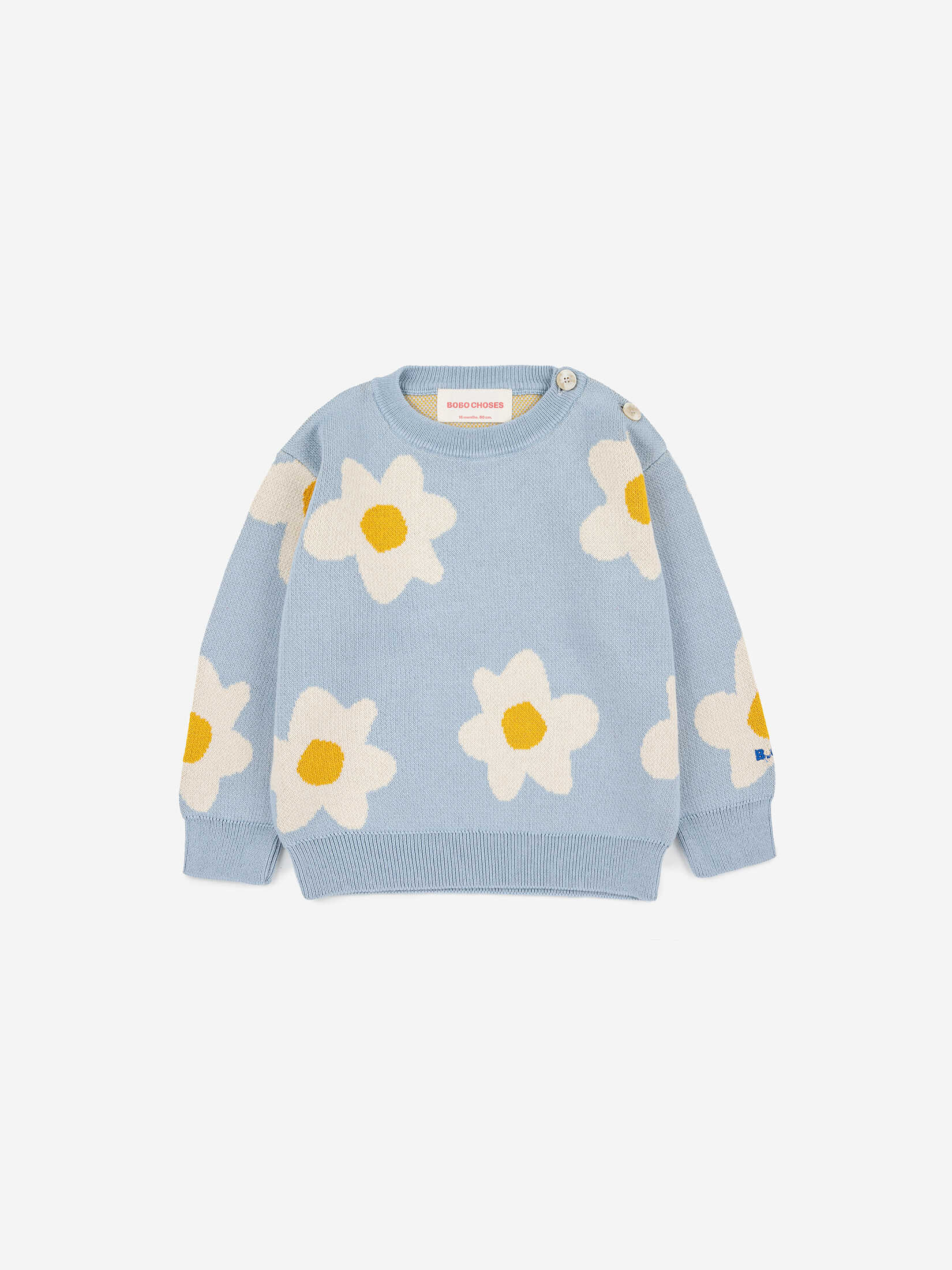 Bobo Choses Baby Big Flower all over sweater Light Blue