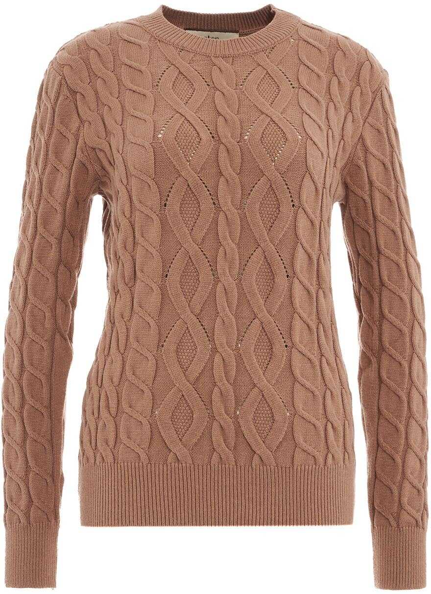 AKEP Cable knit sweater Brown