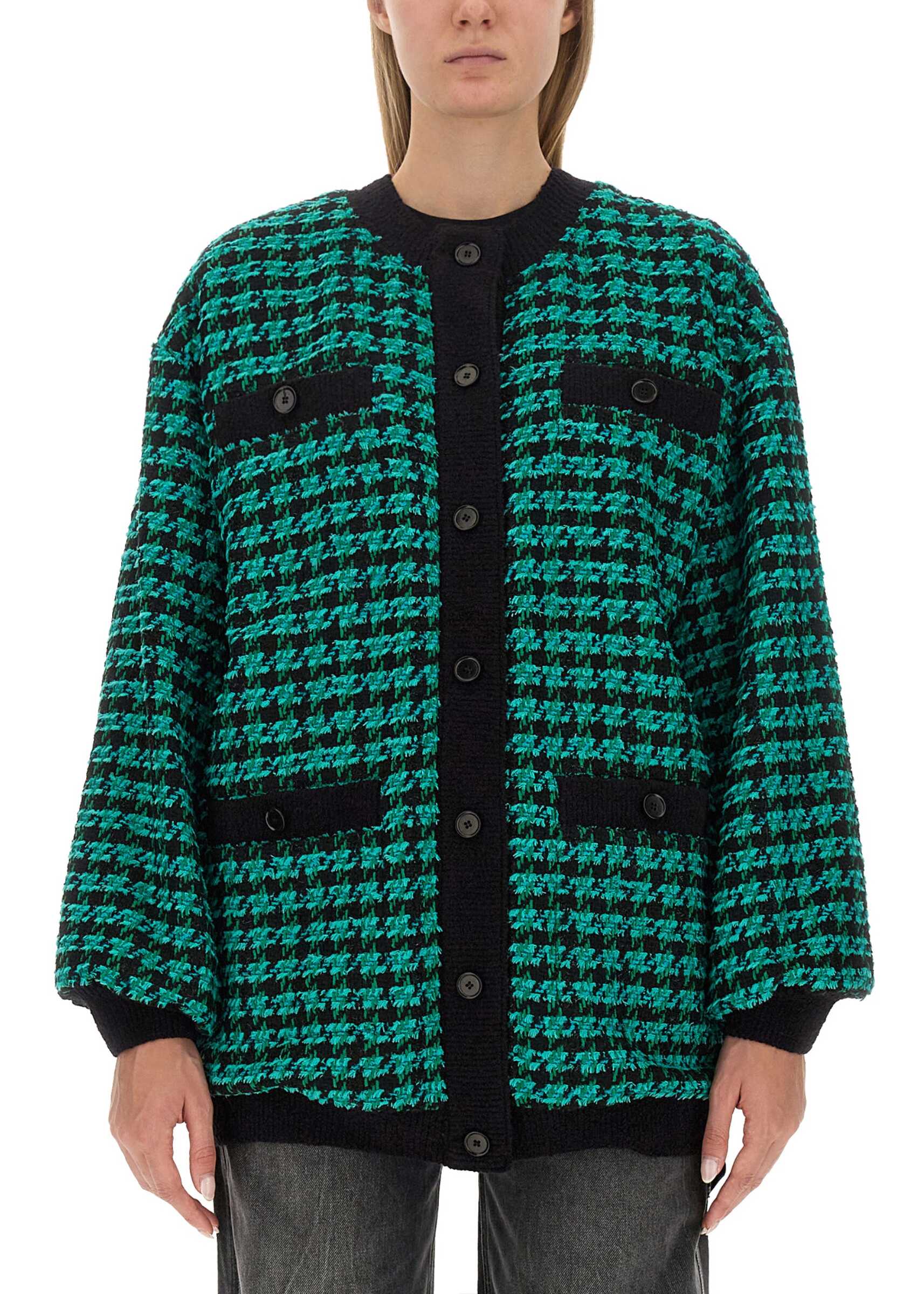 MSGM Houndstooth Tweed Jacket GREEN