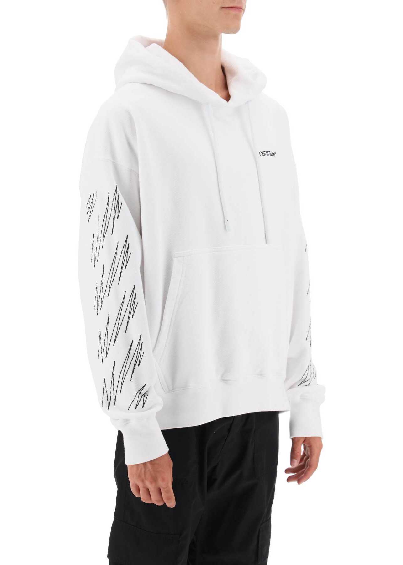 Off-White Hoodie With Contrasting Topstitching WHITE BLACK
