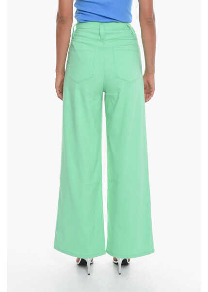 Pantaloni casual ROTATE Birger Christensen Double-Pleat Naya Flared Pants With Silver Button Green Femei (BM 11132249) 2