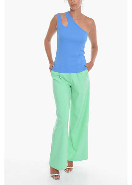 Pantaloni casual ROTATE Birger Christensen Double-Pleat Naya Flared Pants With Silver Button Green Femei (BM 11132249) 4