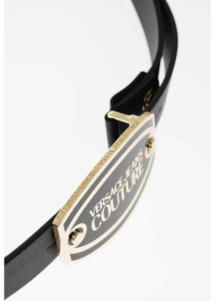 Curele Versace Jeans Couture Leather Belt With Maxi Logoed Buckle 30Mm Black Barbati (BM 11133401) 4