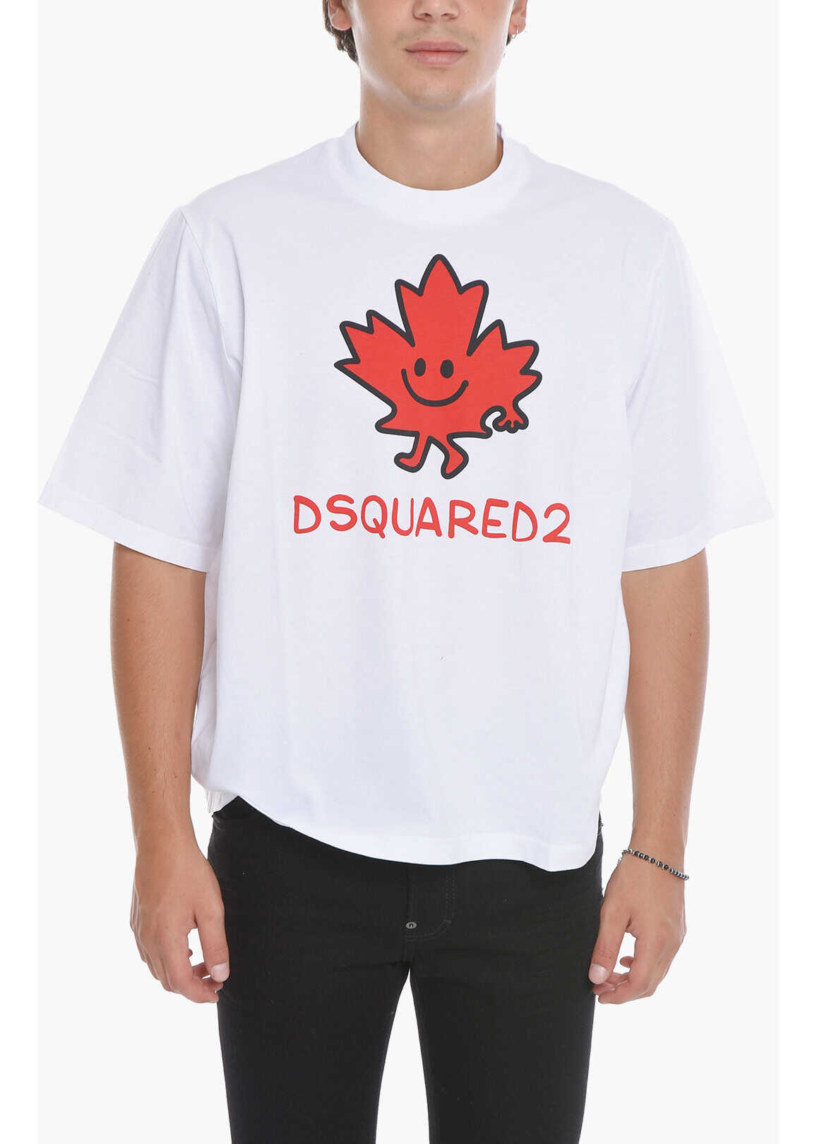 DSQUARED2 Printed Short Sleeved Crewneck T-Shirt White