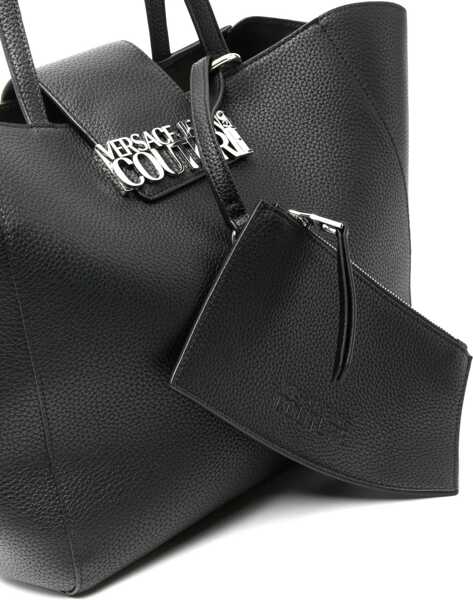Genti de umar Versace Jeans Couture Textured Faux Leather Tote Bag With Silver-Ton Black Femei (BM 11134922) 4