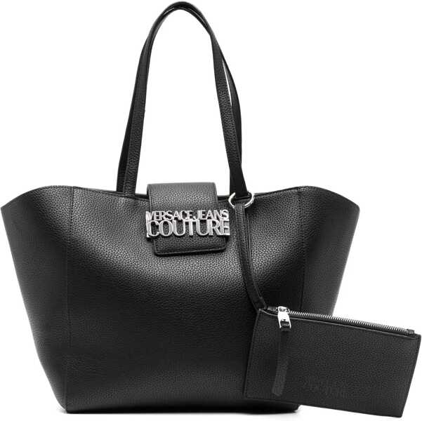 Genti de umar Versace Jeans Couture Textured Faux Leather Tote Bag With Silver-Ton Black Femei (BM 11134922) 1