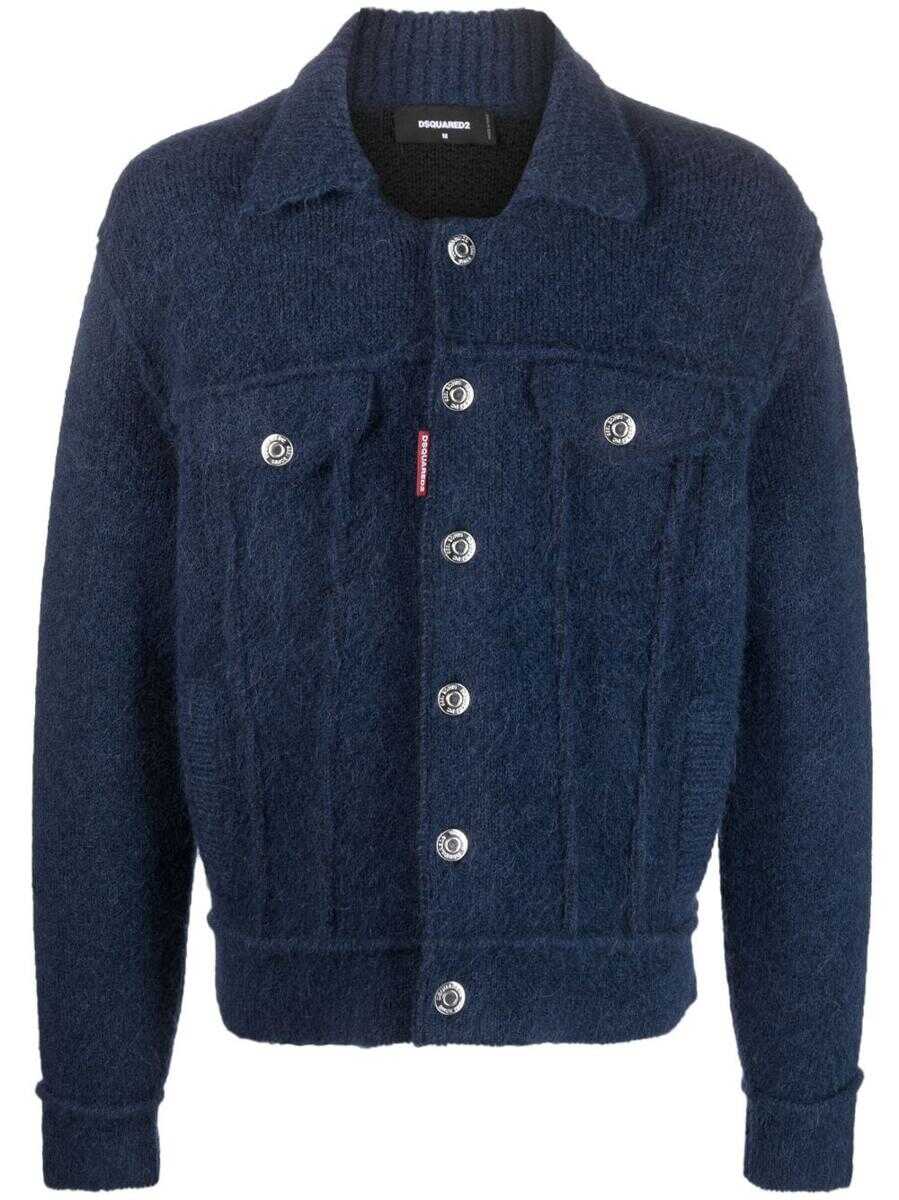 DSQUARED2 DSQUARED2 button-up wool-blend jacket NAVY BLUE