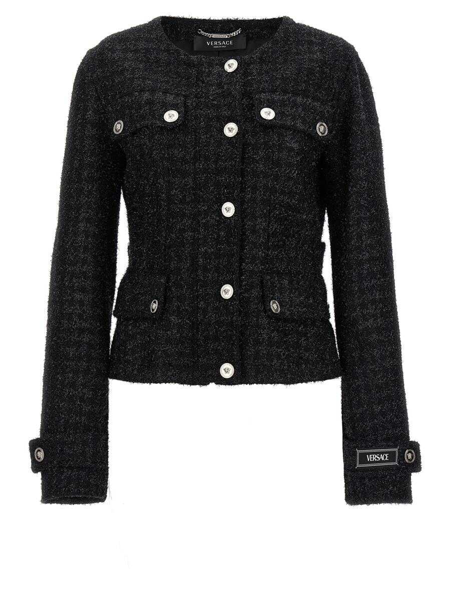 Poze Versace VERSACE Short lurex jacket Black b-mall.ro 