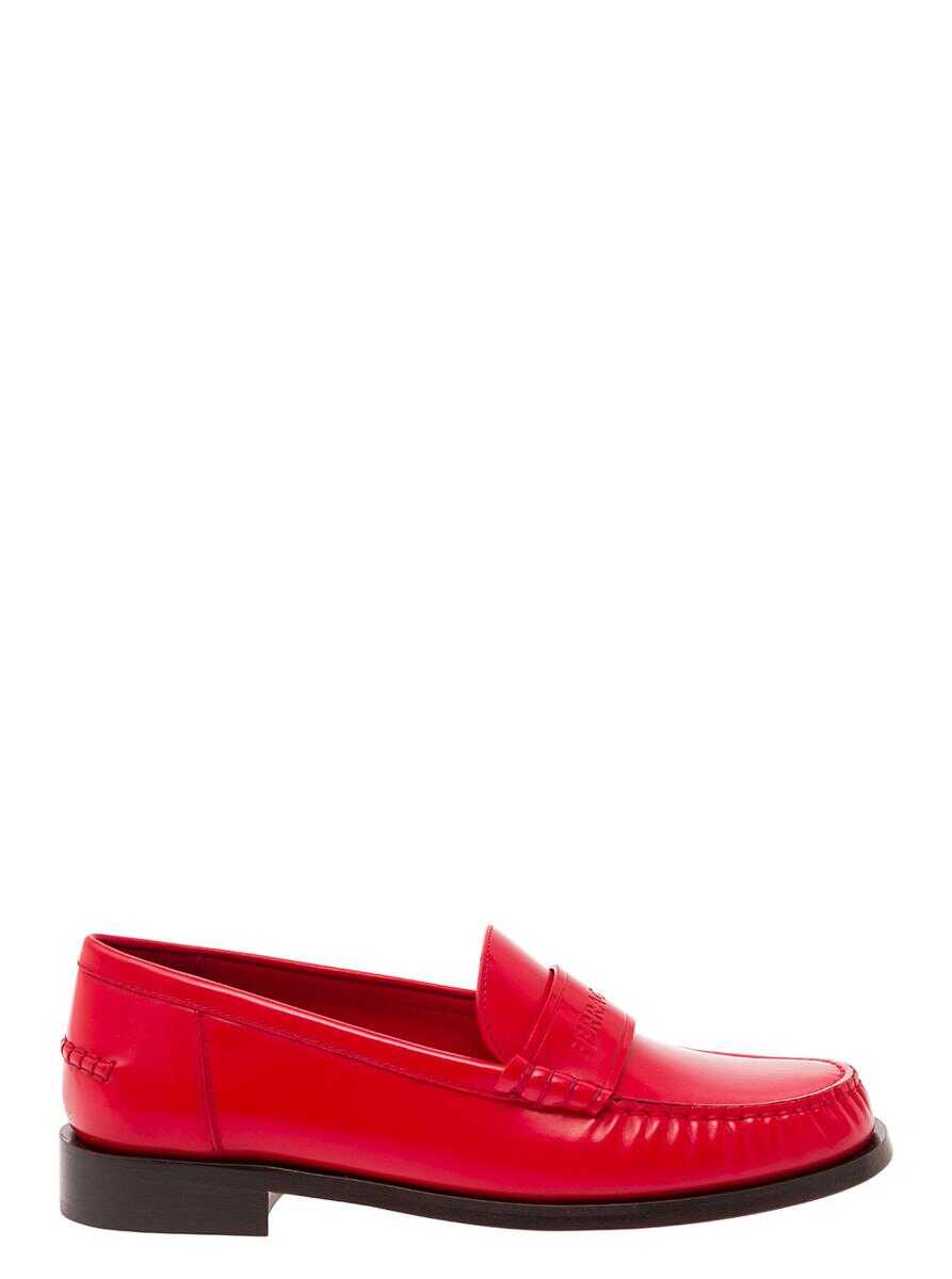 Poze Ferragamo Red Loafers with Embossed Logo in Smooth Leather Woman RED