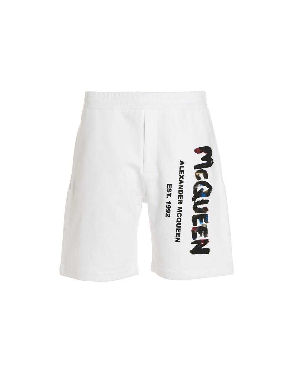 Alexander McQueen ALEXANDER MCQUEEN Logo print shorts White/Black