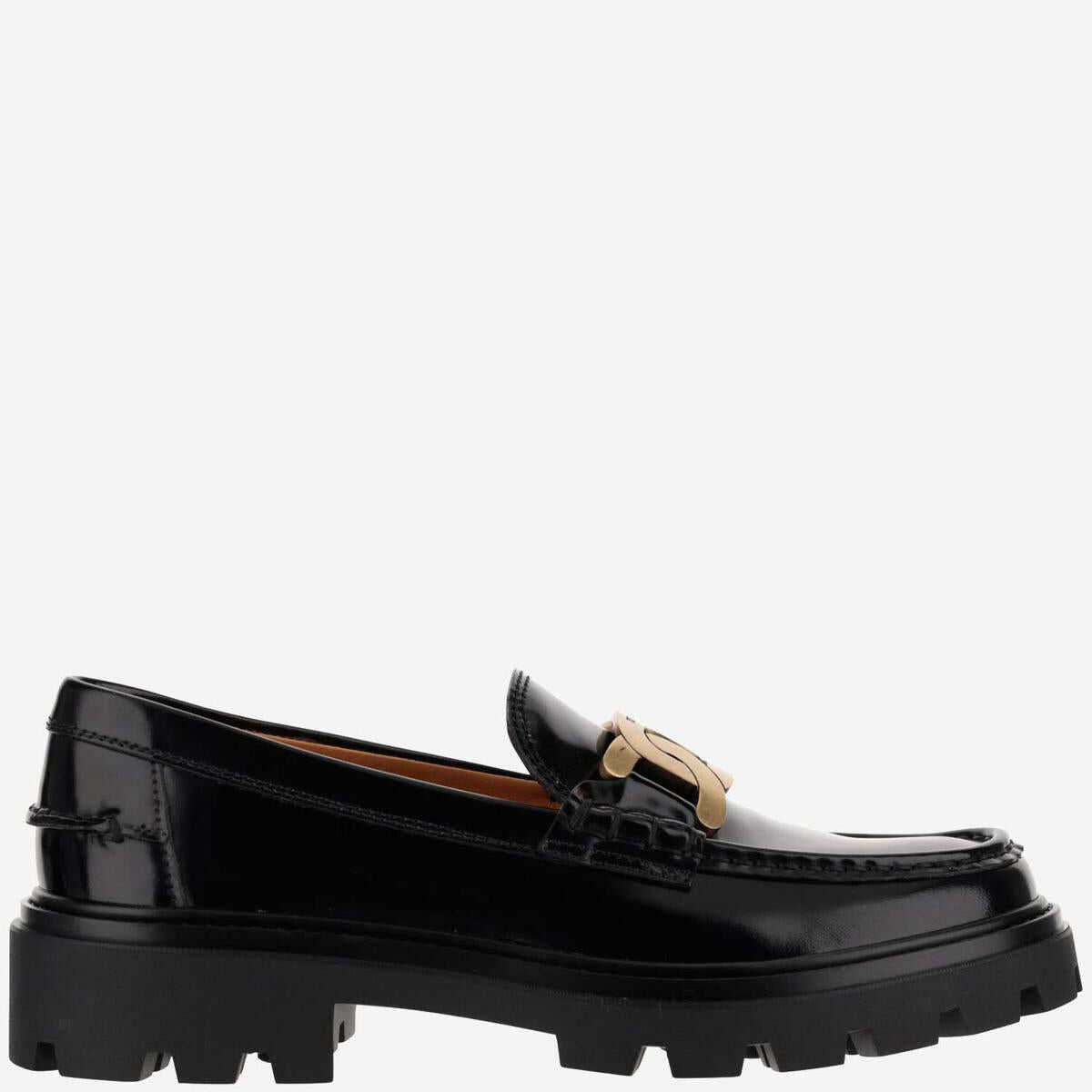 Poze TOD'S TOD'S LEATHER LOAFERS WITH LOGO PLAQUE Nero