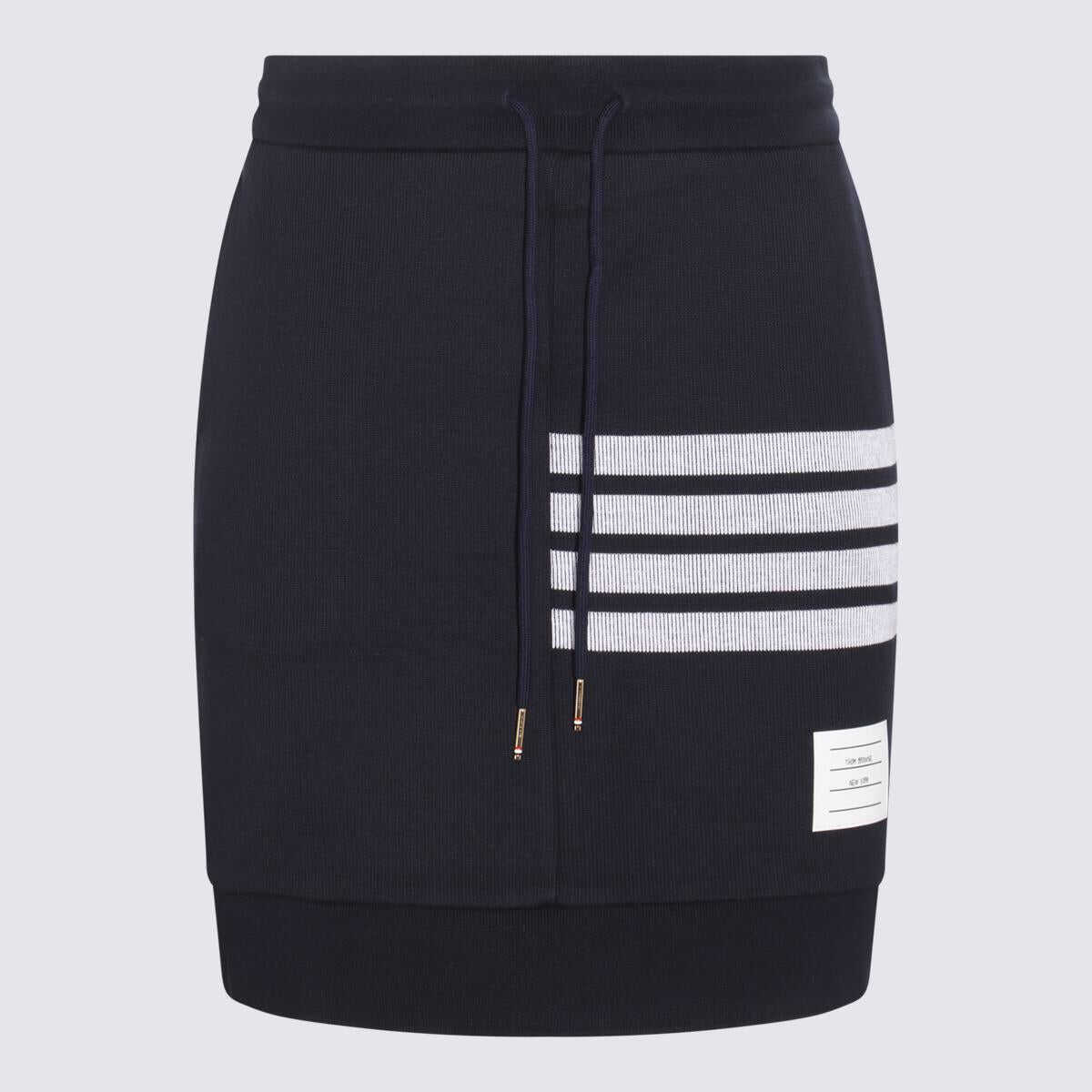 Poze Thom Browne THOM BROWNE NAVY BLUE AND WHITE COTTON SKIRT Blue b-mall.ro 