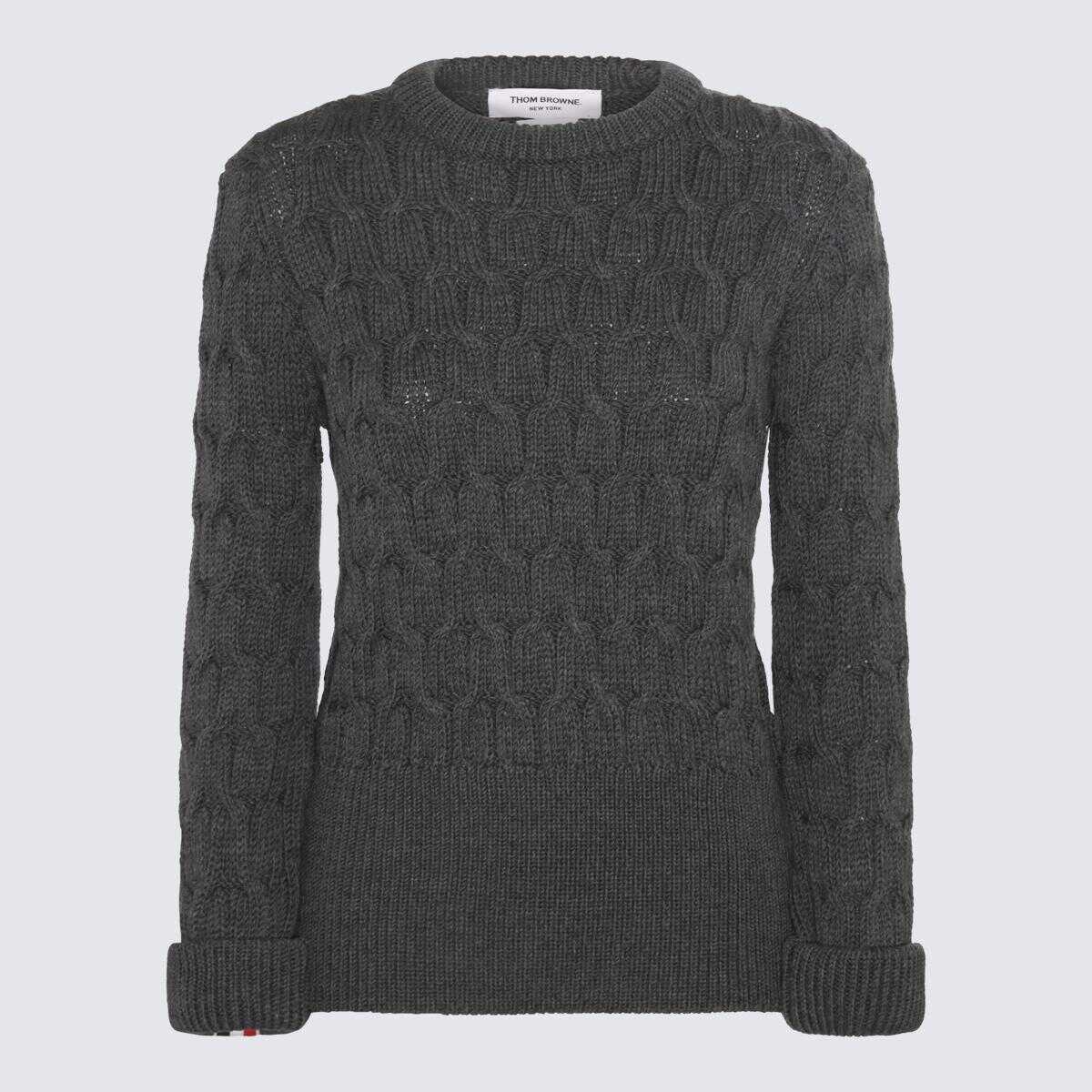 Poze Thom Browne THOM BROWNE MED GREY WOOL SWEATER MED GREY b-mall.ro 